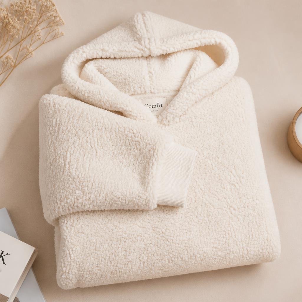 LifeDose Wearable Fleece Hoodie in cream sherpa