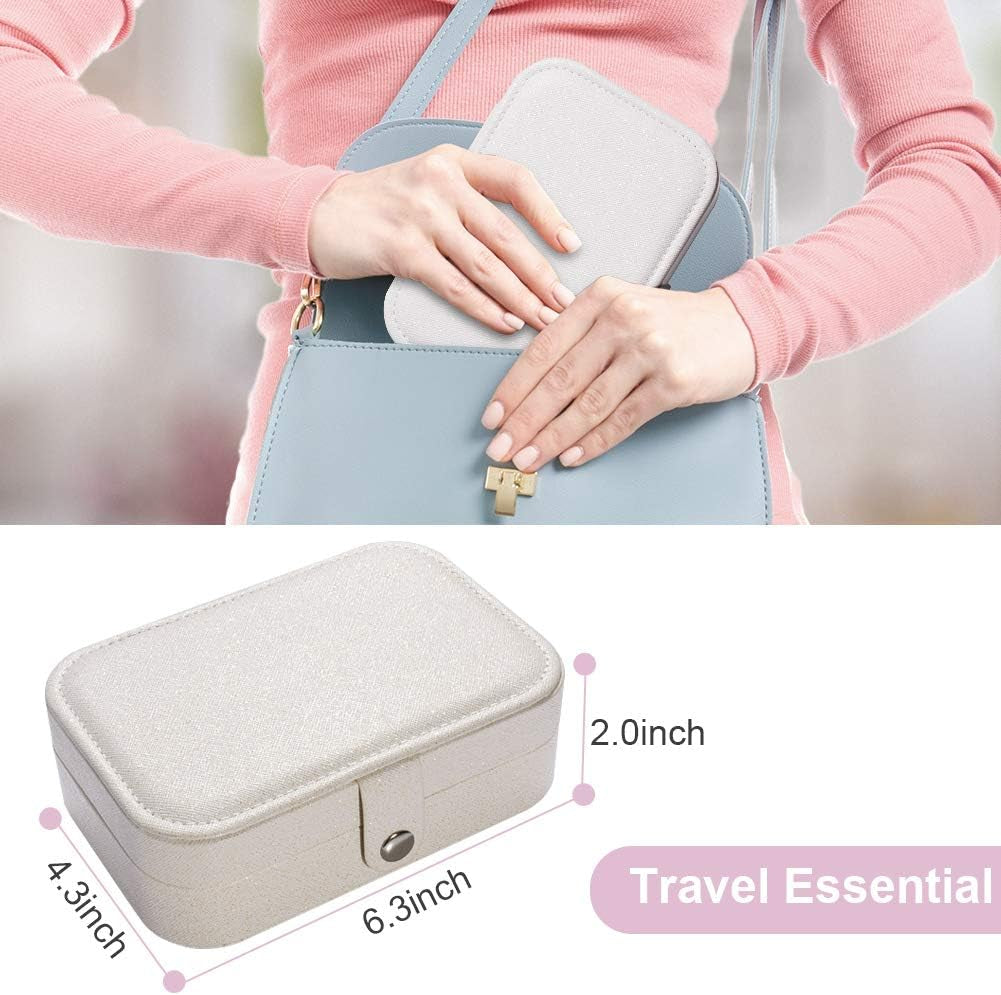 Travel Jewelry Organiser Cases, Jewelry Storage Box for Necklace, Earrings, Rings, Bracelet (Box-White)