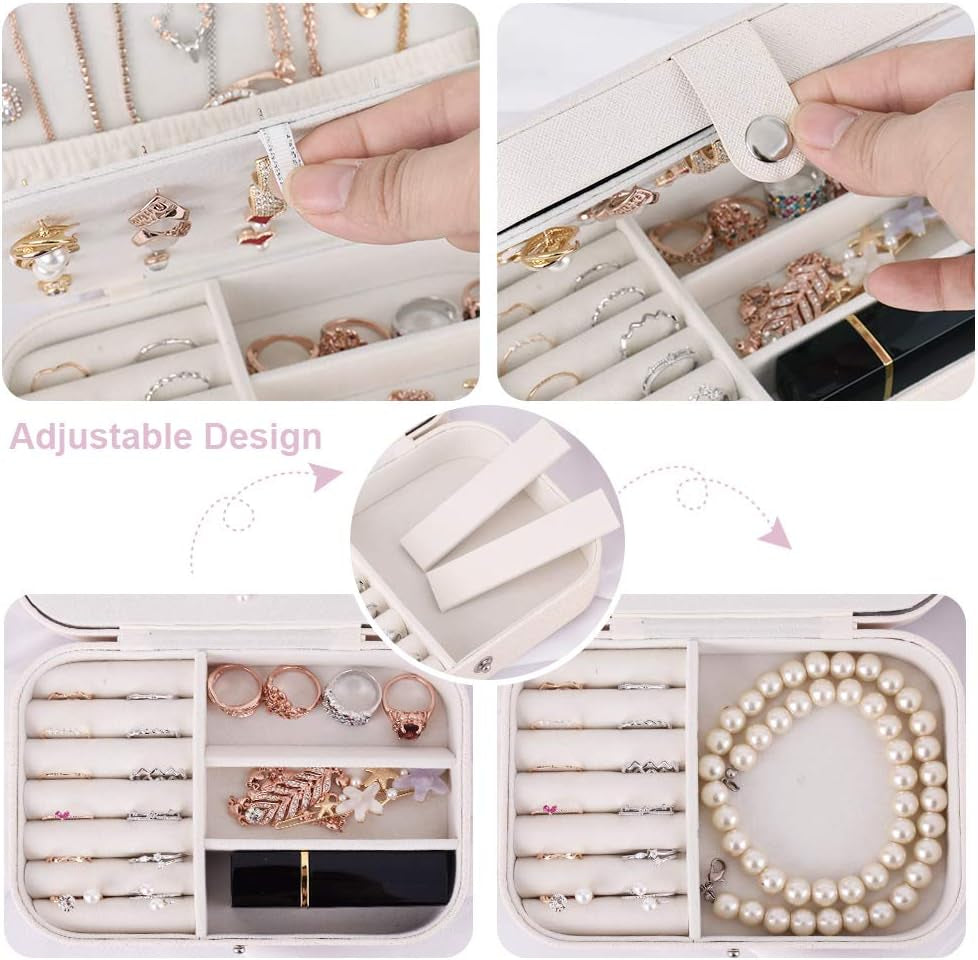 Travel Jewelry Organiser Cases, Jewelry Storage Box for Necklace, Earrings, Rings, Bracelet (Box-White)
