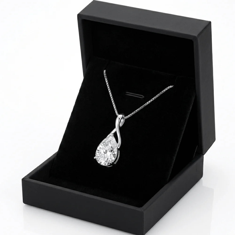 Angel Tears Drop Pendant Necklace – Silver Plated Diamond Look Clavicle Jewelry for Women