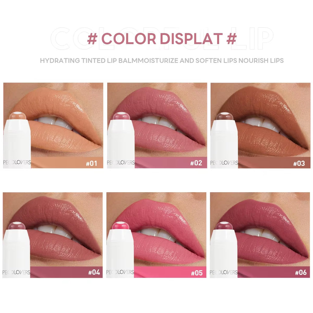 2-In-1 Nude Lipstick Matte Red Lip Balm Moisturizing 6 Colors Sandwich Lipstick Waterproof Long Lasting Non-Stick Cup Lip Stick