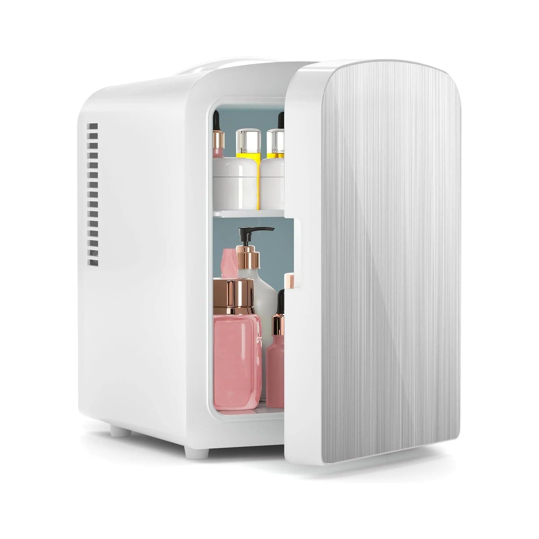 Mini Fridge, 4L Portable Small Refrigerator for Skincare, Cosmetics, Food & Drinks, Compact Refrigerator for Bedroom, Dorm, Car, Office