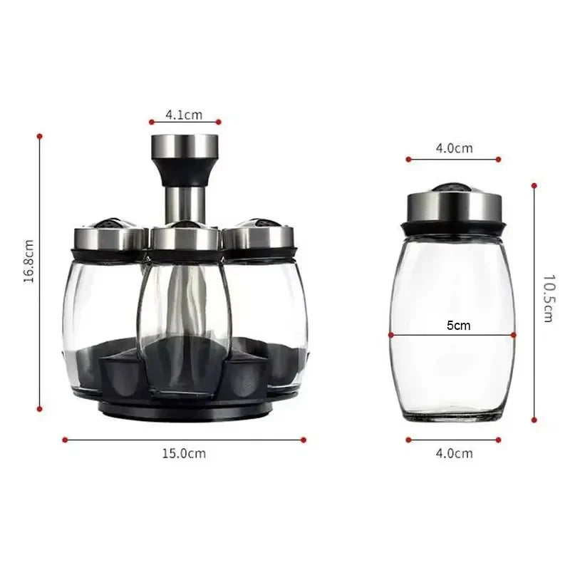 NEW Single Bottle Glass Jar and Spice Jar Set Rack Glass Seasoning Sugar Pepper Bottles Salt Shakers Holder Kitchen Storage Rack