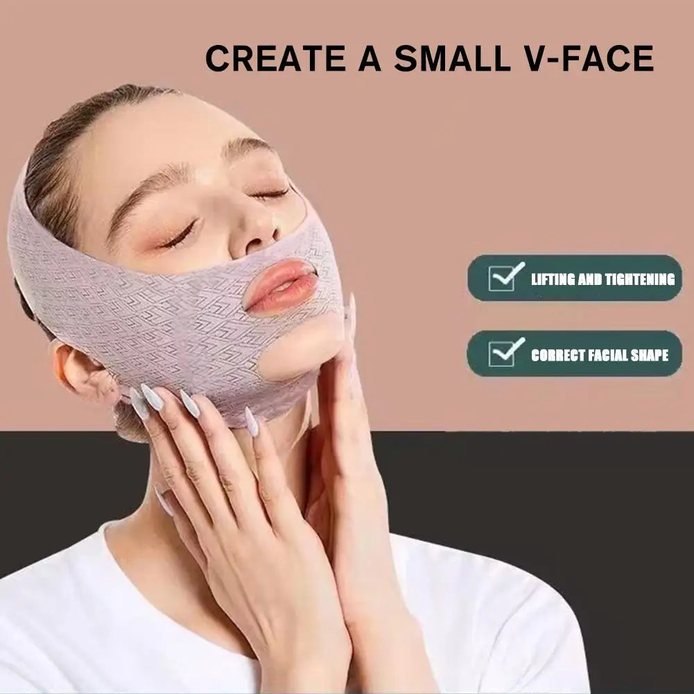 Graphene V-Line Mask Chin up Mask V Shaped Face Mask Chin Strap for Sleeping,Jawline Shaper,Lilac,Small