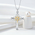 Silver Star Cross Necklace – Octagonal Silver Alloy Pendant for Women