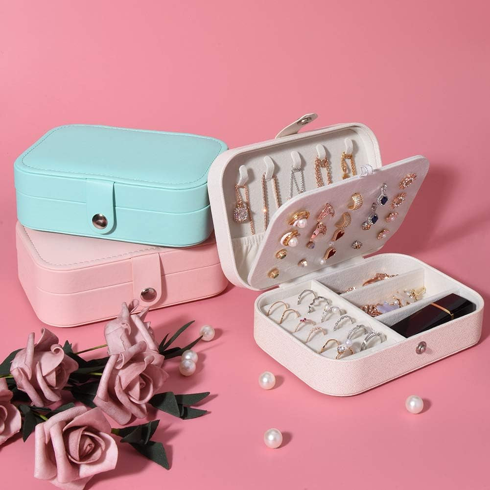 Travel Jewelry Organiser Cases, Jewelry Storage Box for Necklace, Earrings, Rings, Bracelet (Box-White)