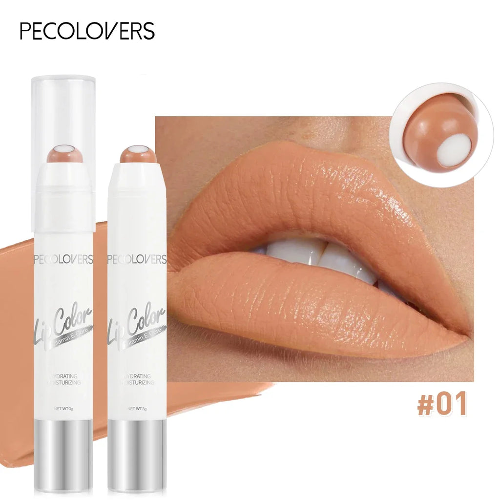2-In-1 Nude Lipstick Matte Red Lip Balm Moisturizing 6 Colors Sandwich Lipstick Waterproof Long Lasting Non-Stick Cup Lip Stick