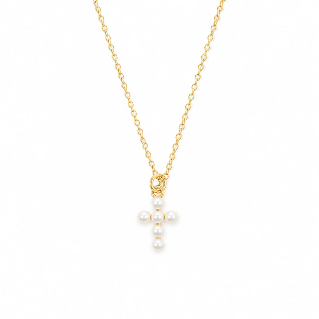 Shell Pearl Cross Necklace