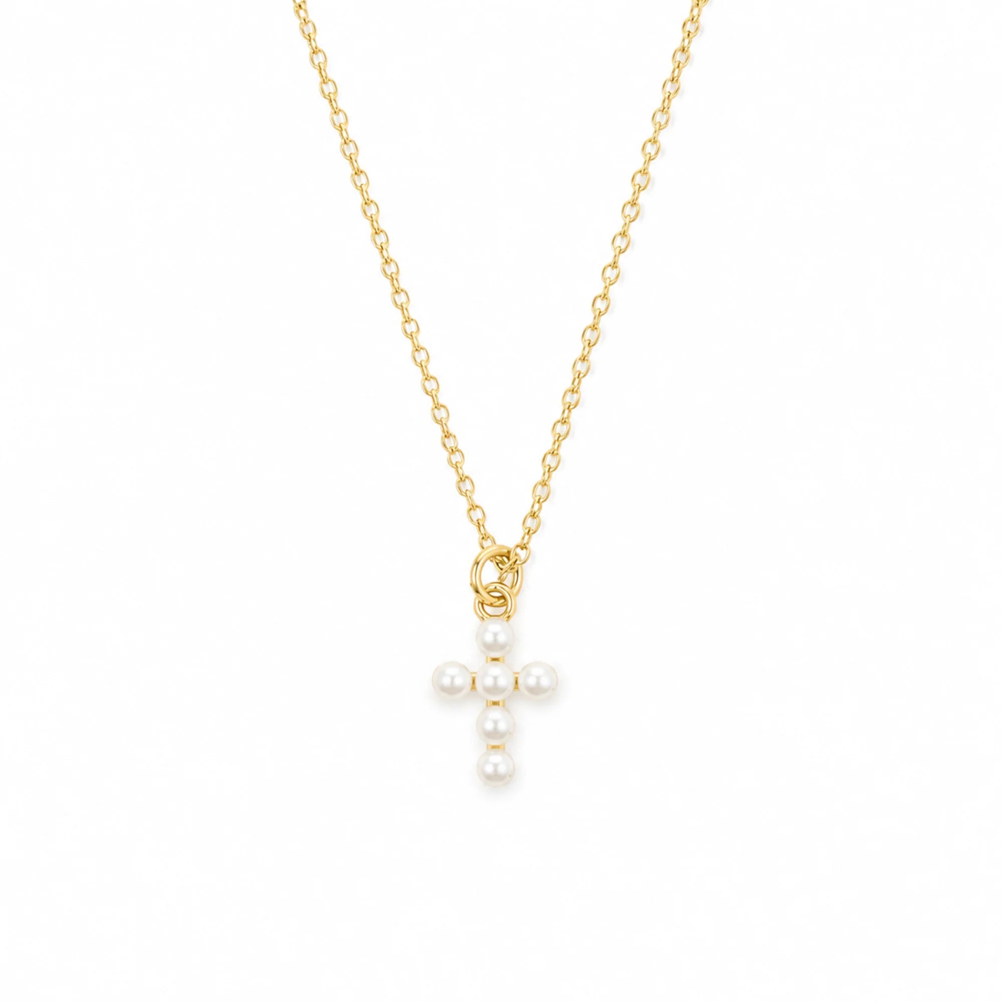 Shell Pearl Cross Necklace