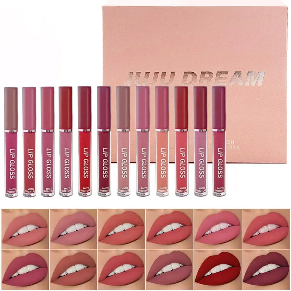 Matte Liquid Lipstick Set Waterproof Long Lasting Smudge Proof Lip Gloss Easy to Apply Non Transfer Holiday Gift