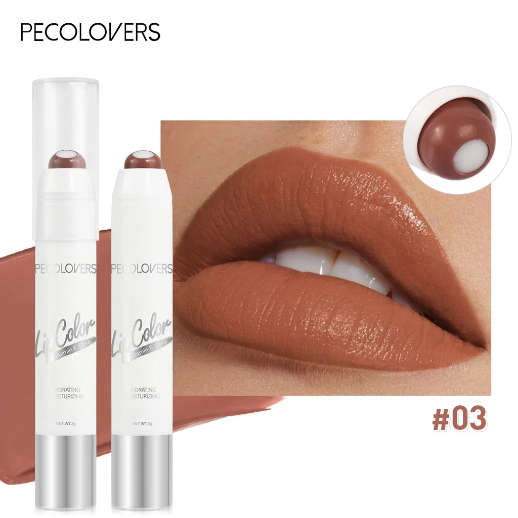 2-In-1 Nude Lipstick Matte Red Lip Balm Moisturizing 6 Colors Sandwich Lipstick Waterproof Long Lasting Non-Stick Cup Lip Stick