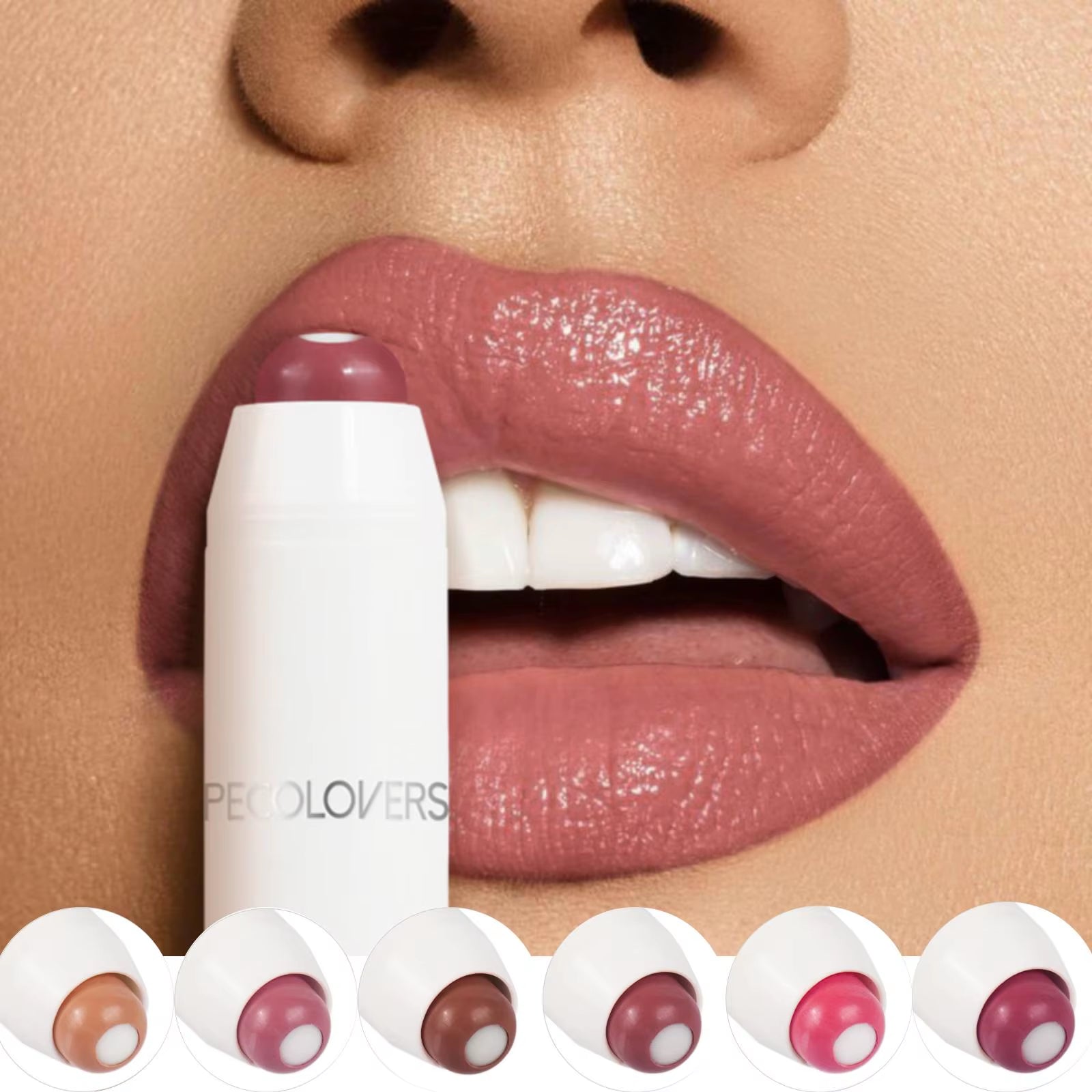 2-In-1 Nude Lipstick Matte Red Lip Balm Moisturizing 6 Colors Sandwich Lipstick Waterproof Long Lasting Non-Stick Cup Lip Stick