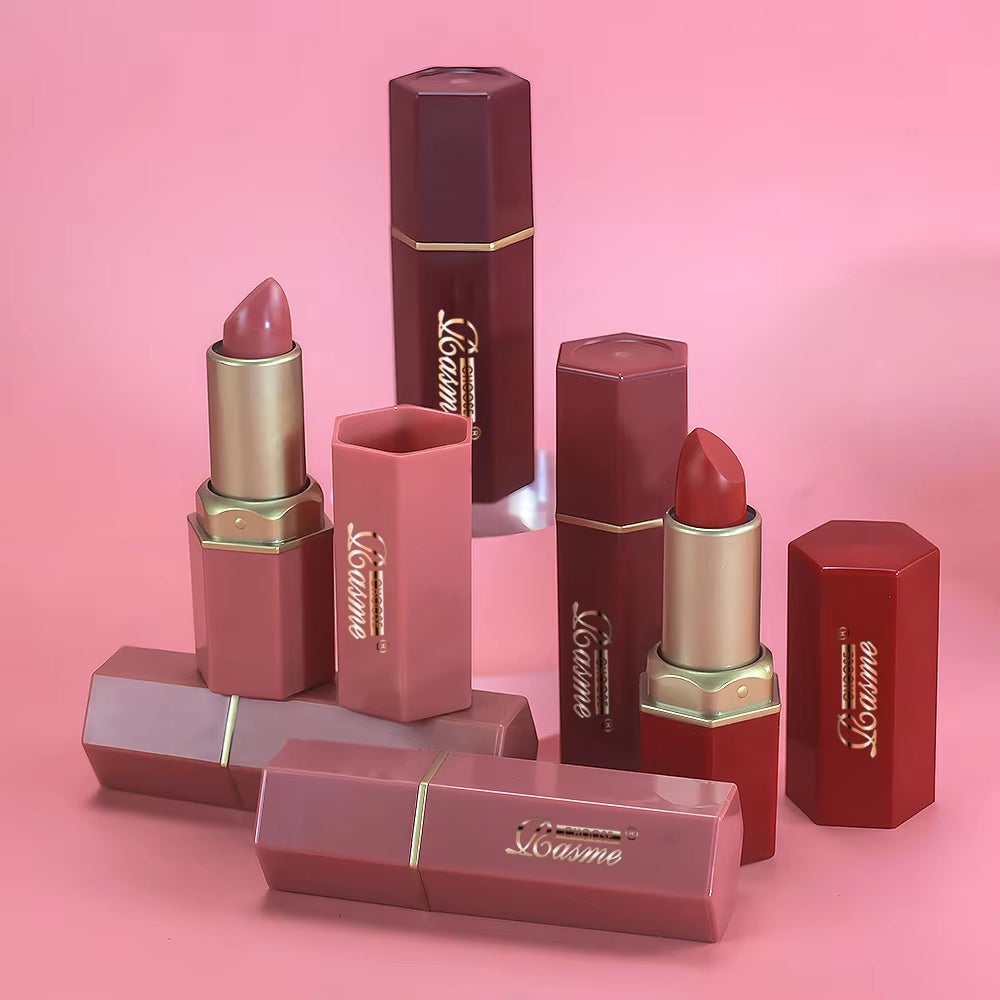 6 Colors Gold Bar Tube Lipstick Matte Texture Pearlescent Glitter Velvet Lipstick Valentine'S Day Gift 6PCS